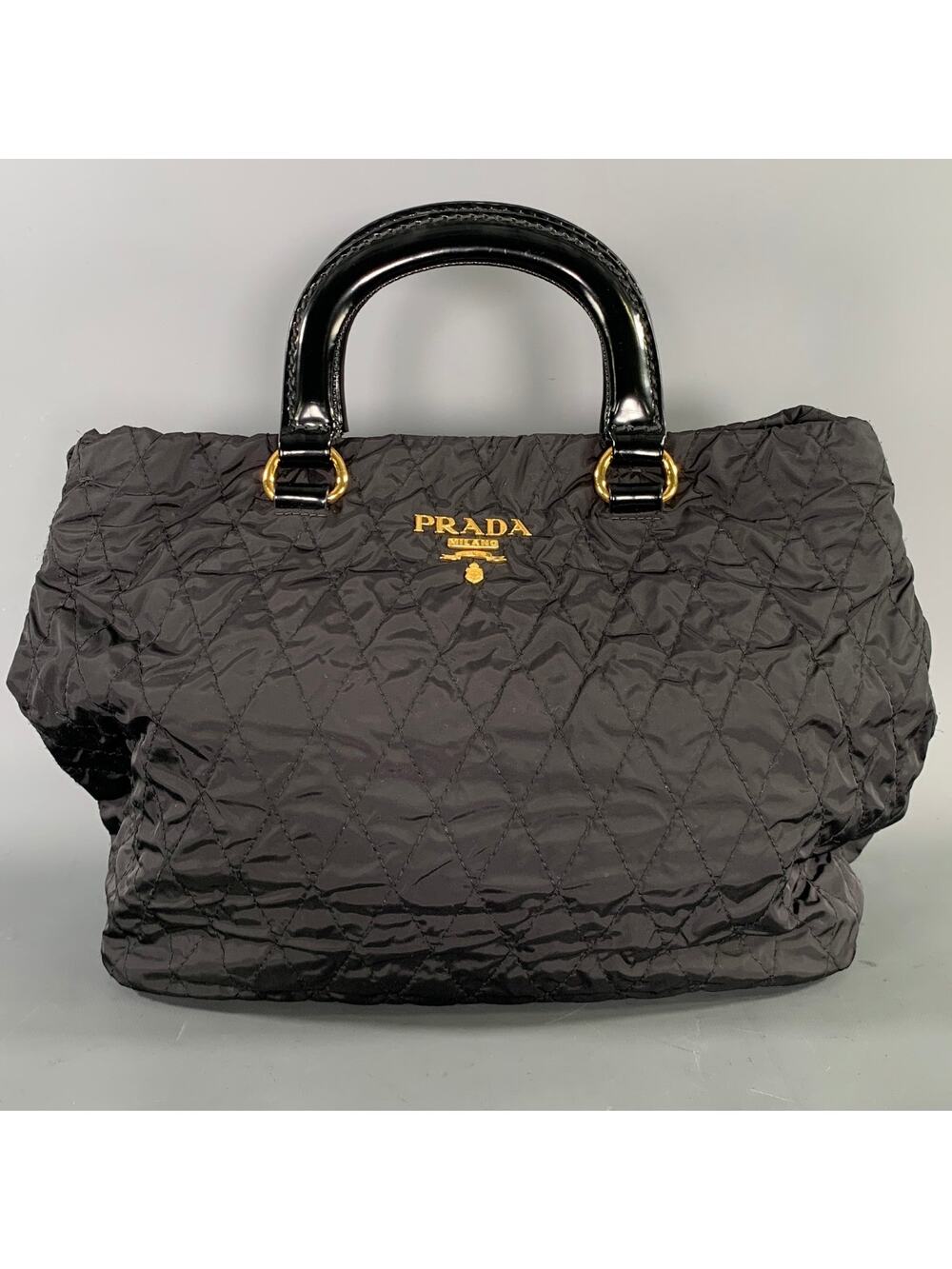 PRADA Black Quilted Nylon Handbag & Leather Goods
